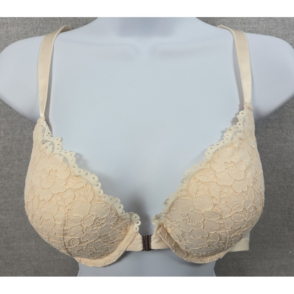 Dobreva Bra Womens Plus 38C Lace Racerback Ivory Push Up Plunge Front Close NWOT